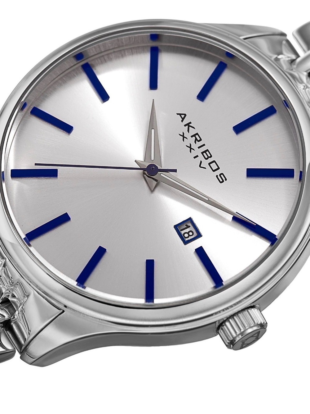 Akribos XXIV Silver Watch with Blue Accents